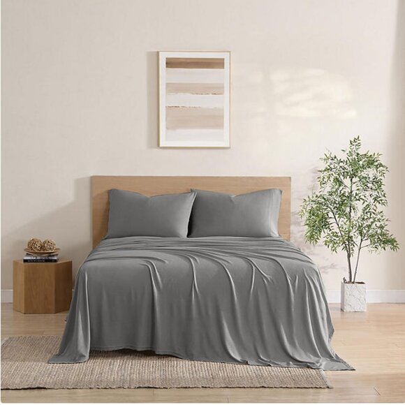 Hudson & Main 4-Piece Super Soft, Jersey Sheet Set Queen Gray NWT - Picture 1 of 5